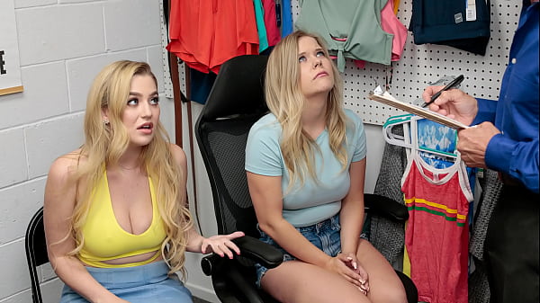Busty Blonde Shoplifters Bent Over the Security Office Desk and Fucked – Pervcop